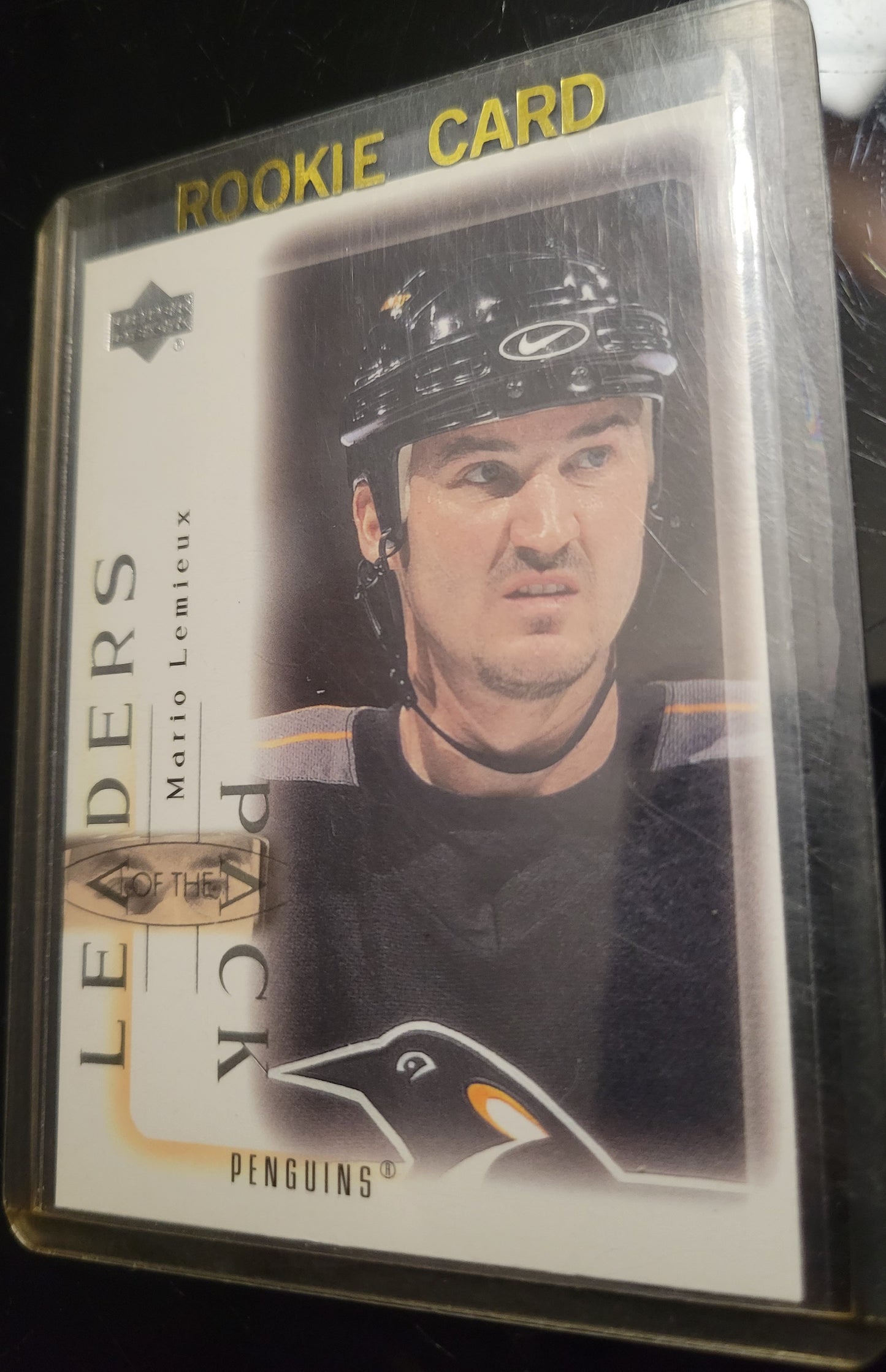 2001 MARIO LEMIEUX "Pack Leaders" UD Upper Deck NHL Hockey Card Great Shape Soft + Top Loader Since New Smoke Pet Free Home Great Collector's