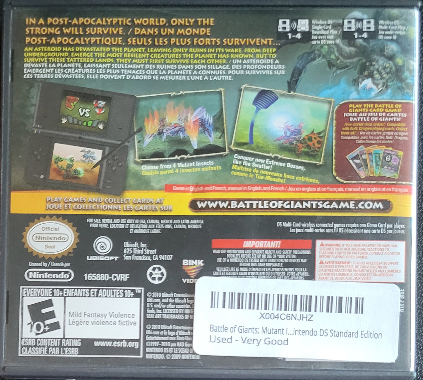 Battle of Giants: Mutant Insects – Nintendo DS – Re-Sealed – Cartridge Only Tested & Working (2009)