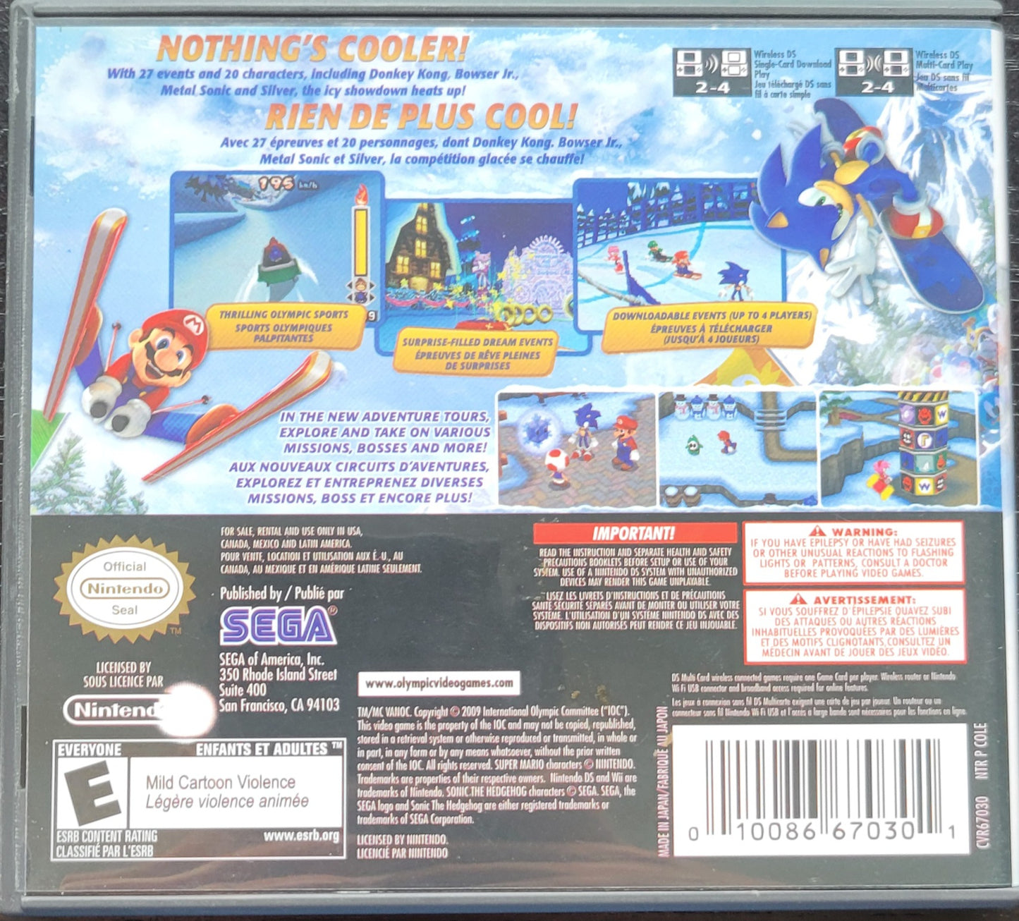 Mario & Sonic At The Olympic Winter Games - Nintendo DS - Handheld Console NTSC Cartridge Only Tested & Working