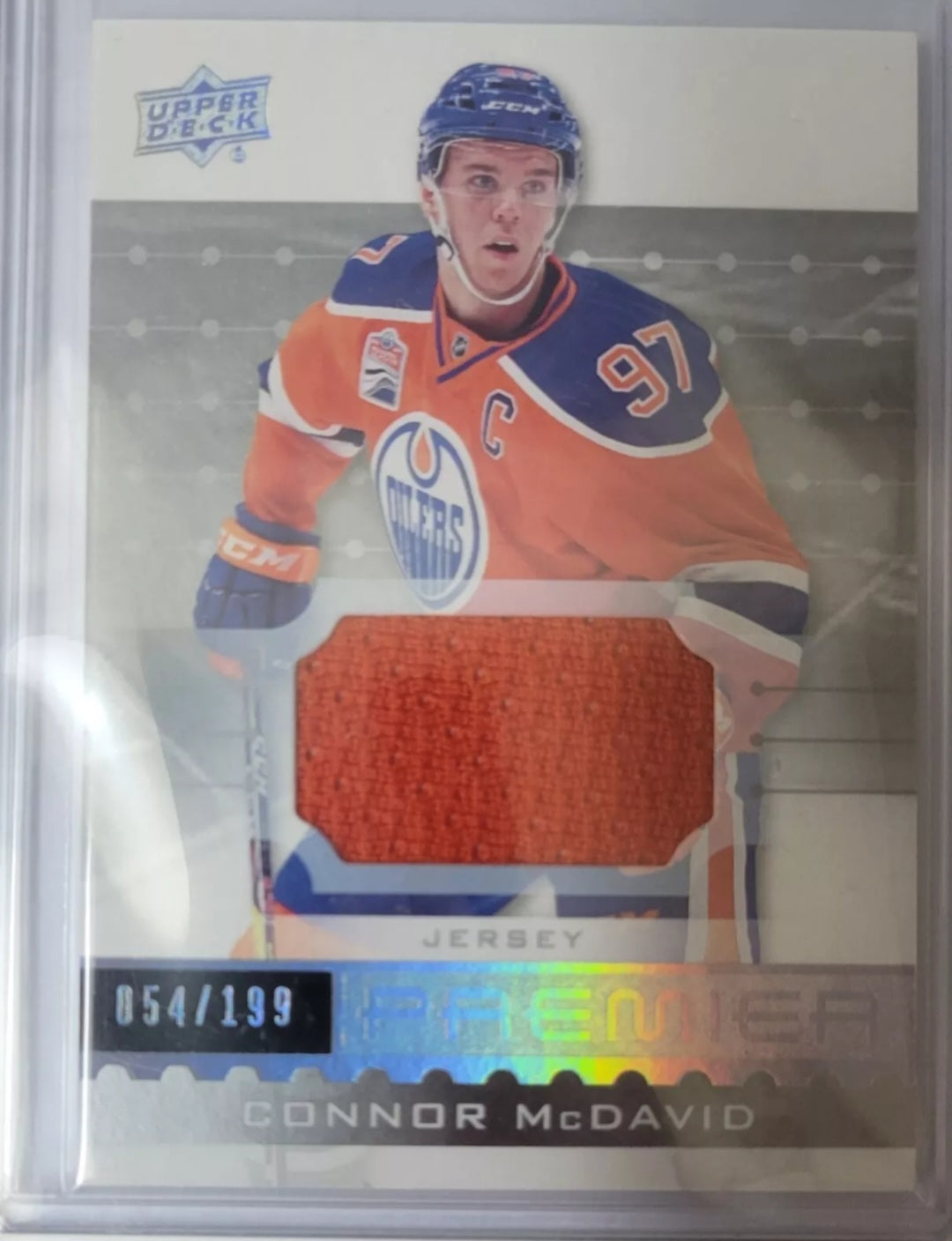 2016 CONNOR MCDAVID ROOKIE PREMIER HOCKEY LIMITED EDITION 54/199 GAME USED PATCH BGS 9 MINT