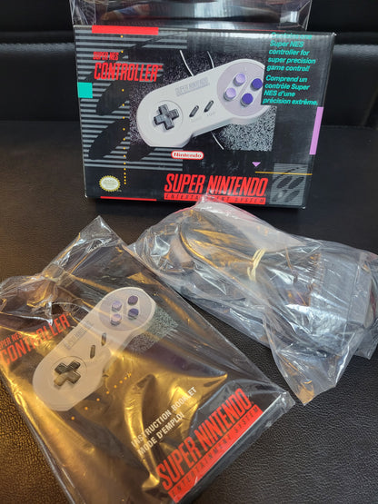 SNS-005 Controller (SNES) - Super Nintendo Ent. 1991 PRISTINE Condition FACTORY PLASTIC - (REAL CIB)