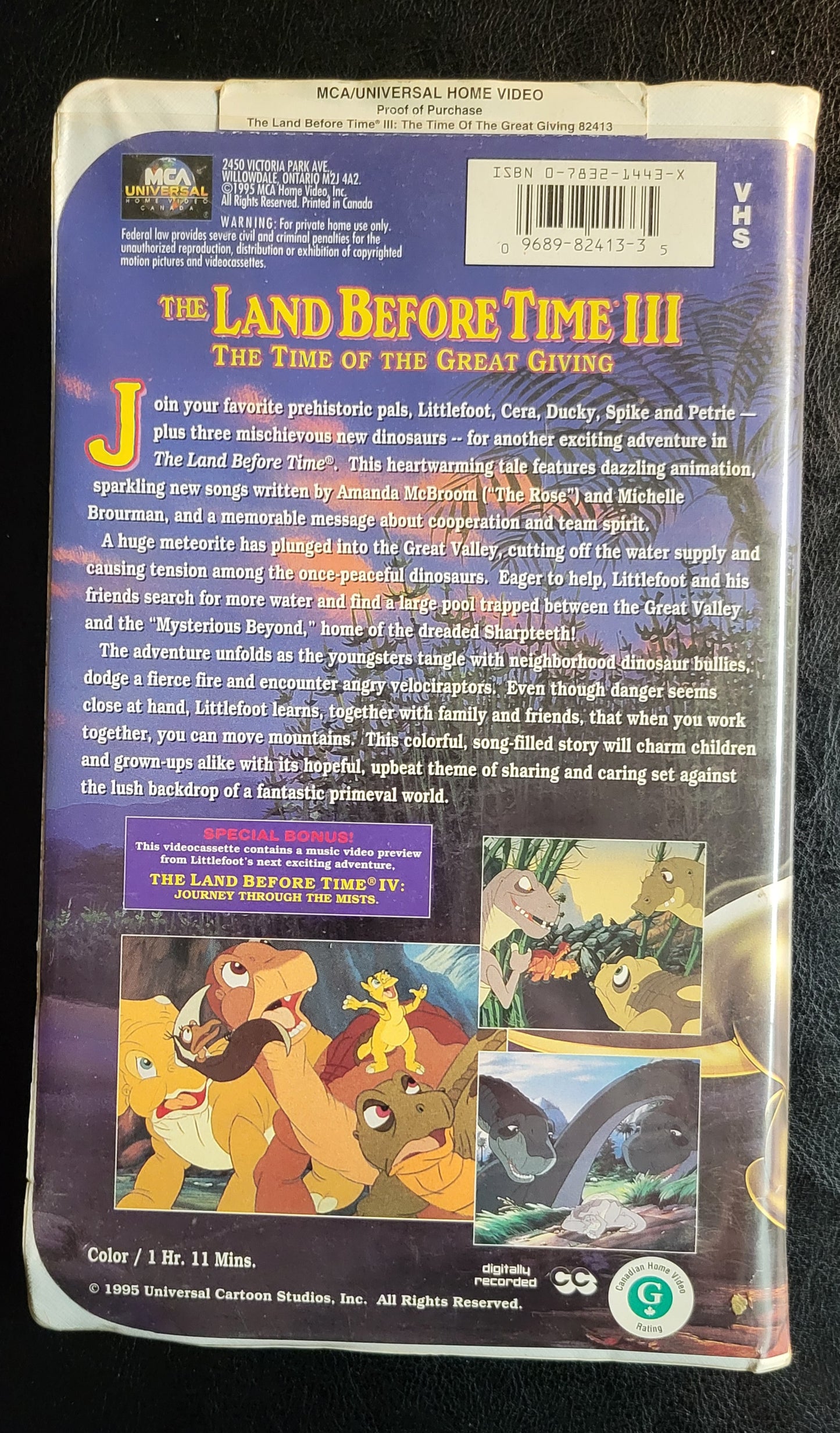 The Land Before Time 3: The Time Of The Great Giving 1990's VHS Tape + Box Pre - Owned