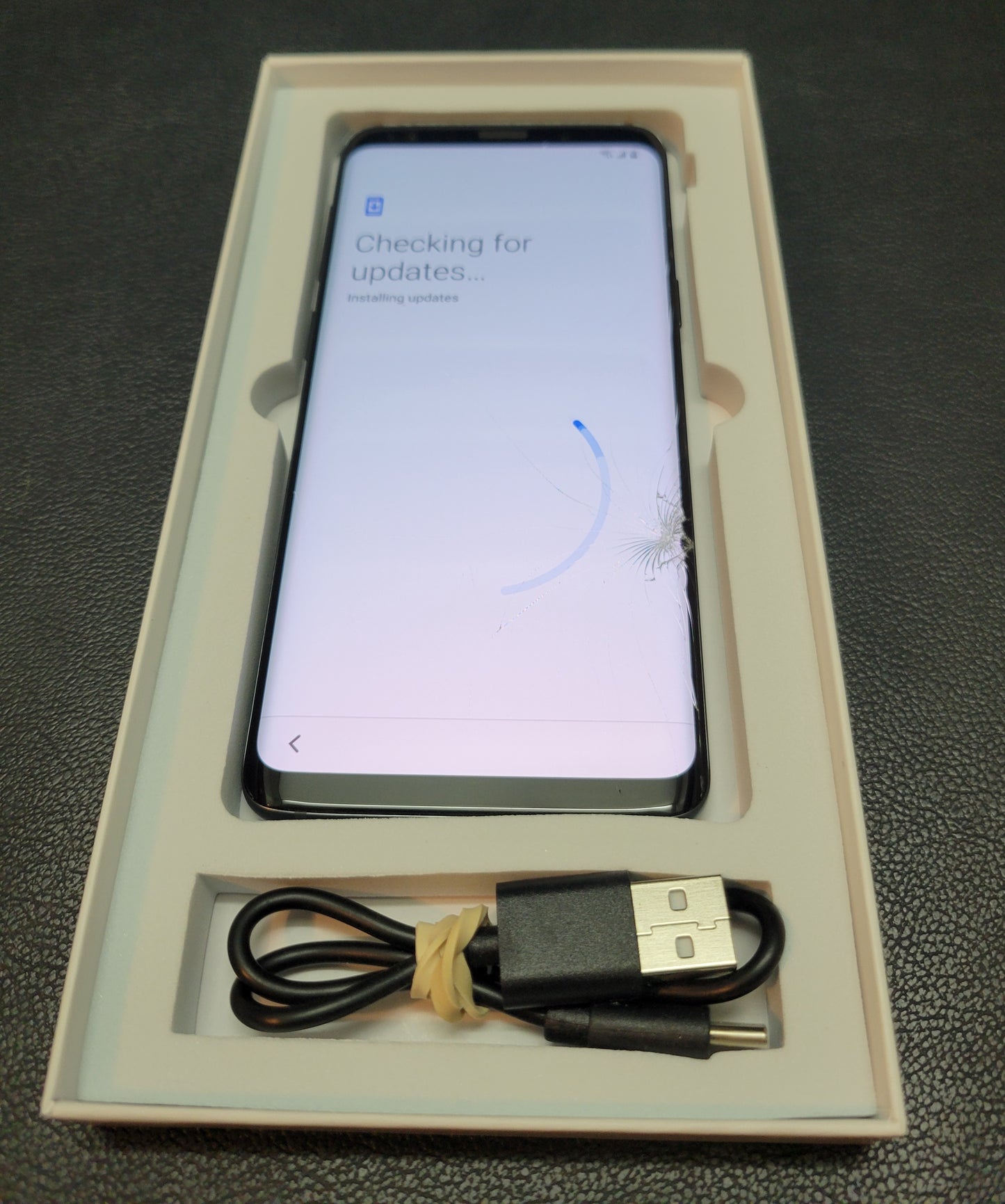 Samsung Galaxy S9 - Immaculate Condition -Minor Surface Cracks (Easily Fixed) Includes Charging Cord & Like-New OtterBox Case