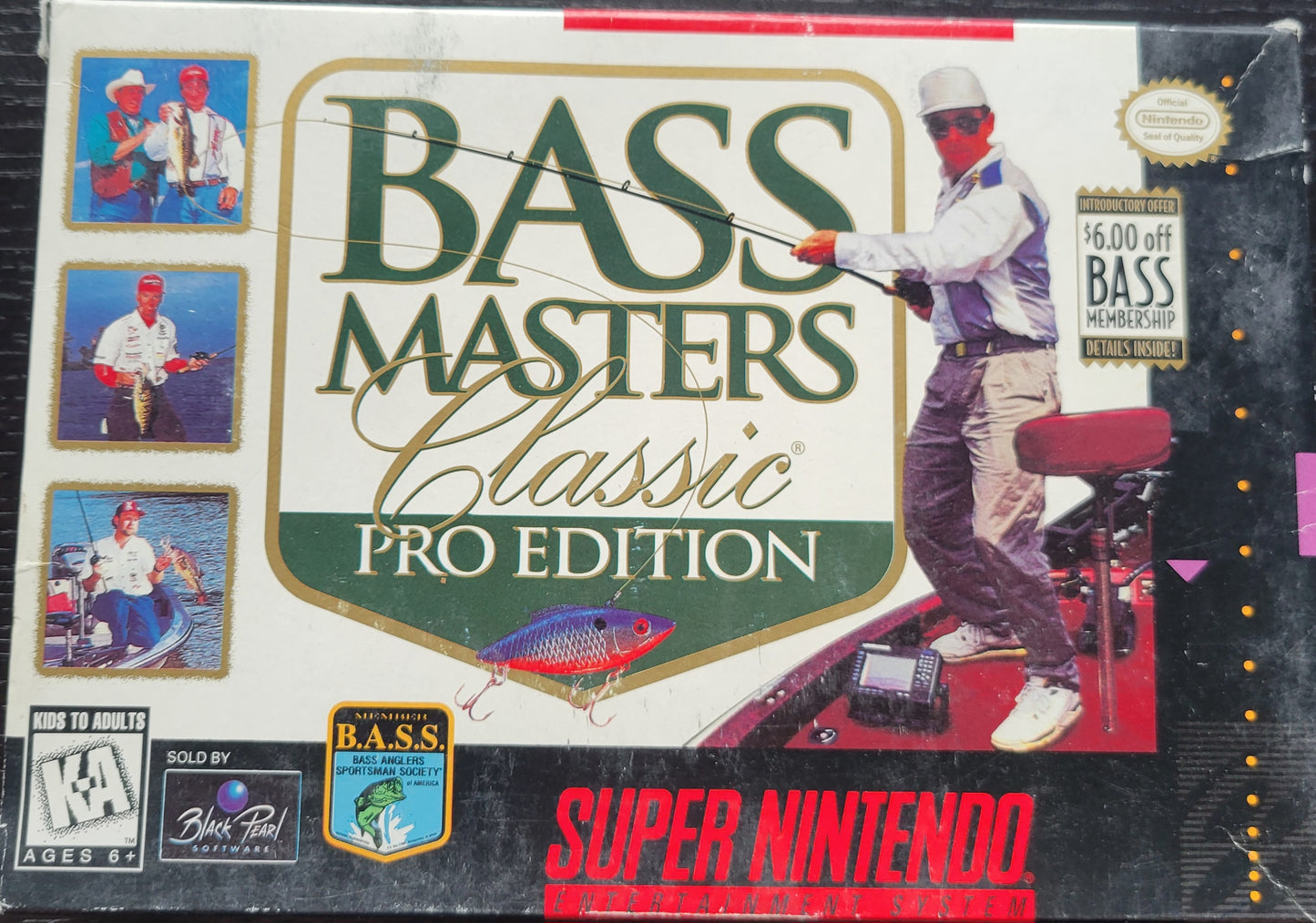 BASS MASTERS CWB Complete With Box - SNES - Super Nintendo Ent. System NTSC Cartridge + Plastic Protector & RARE Poster!