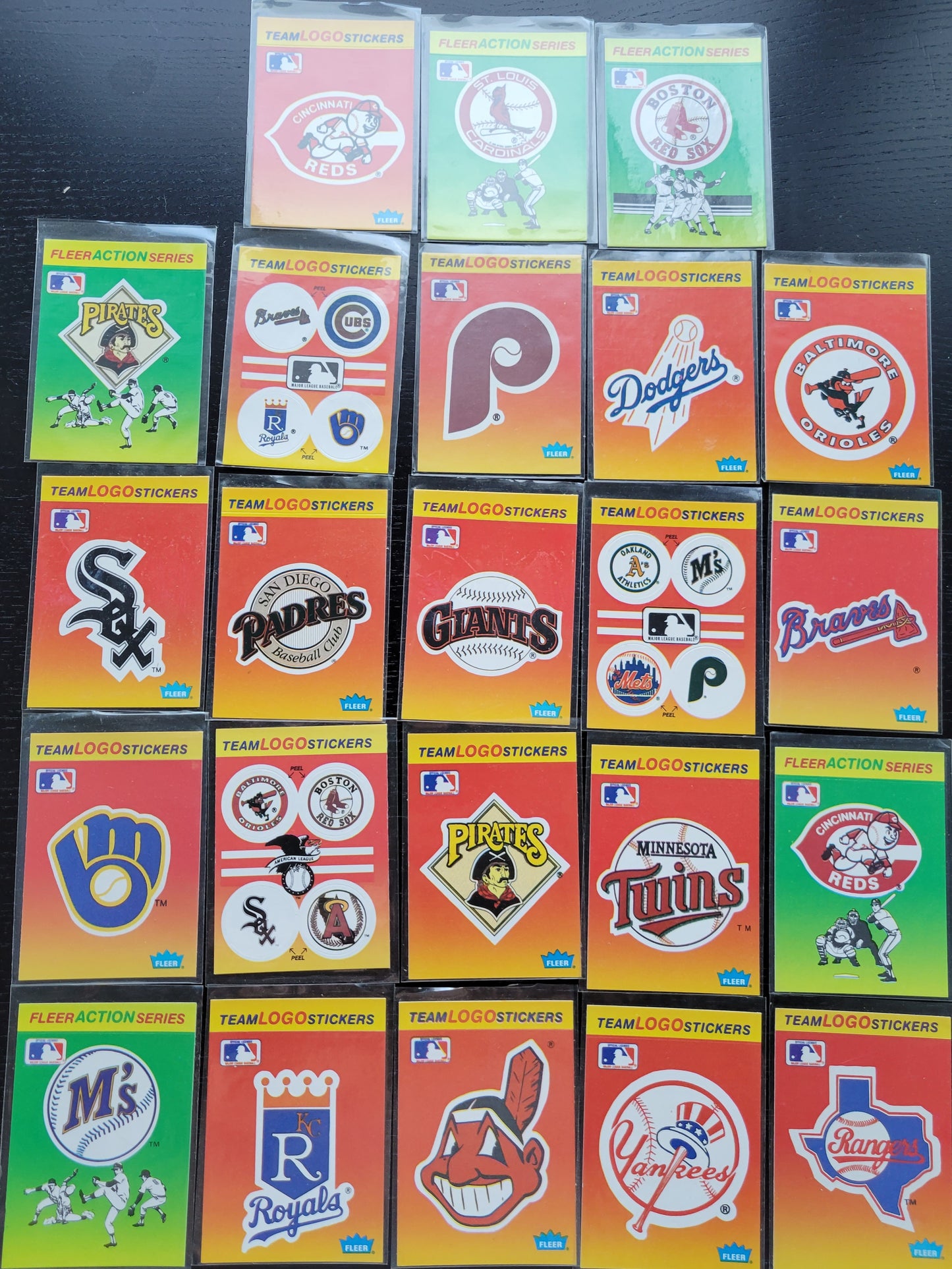 Vintage 1990's FLEER MLB BASEBALL Team Logo Stickers Lot Of 23