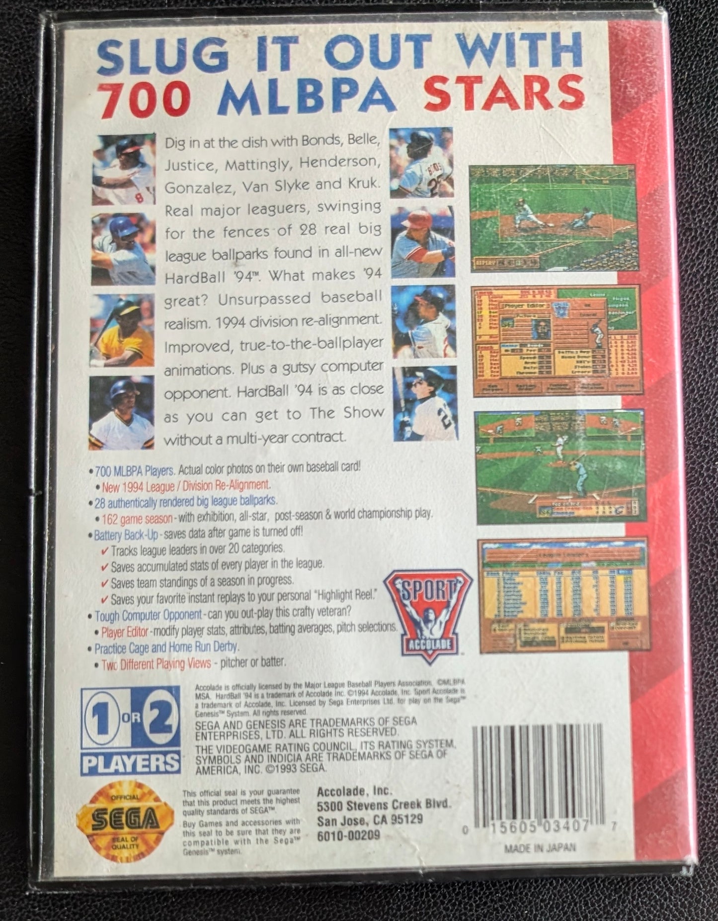 HardBall '94 - Boxed CIB (Sega Genesis) | 1994 | Sports / Baseball