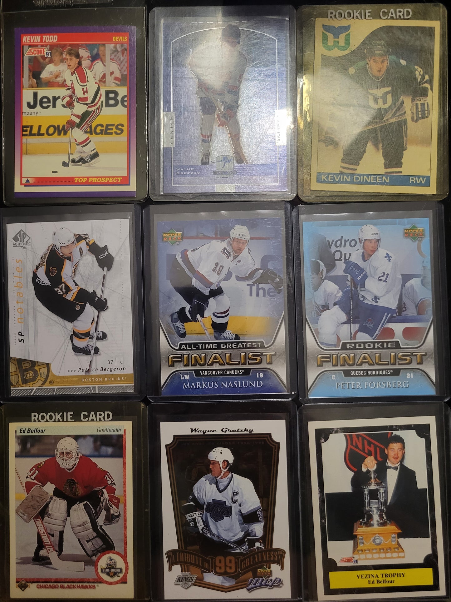 Lot Of 9 BIG NAMES Near Mint Condition 1990's NHL HOCKEY Cards Ed Belfour Peter Forsberg & More!