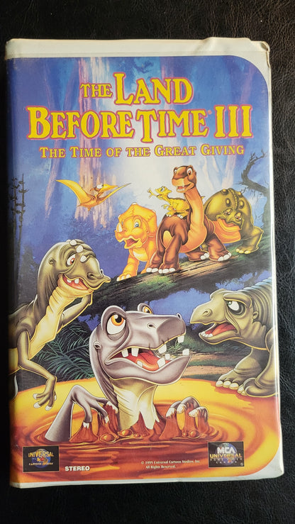 The Land Before Time 3: The Time Of The Great Giving 1990's VHS Tape + Box Pre - Owned