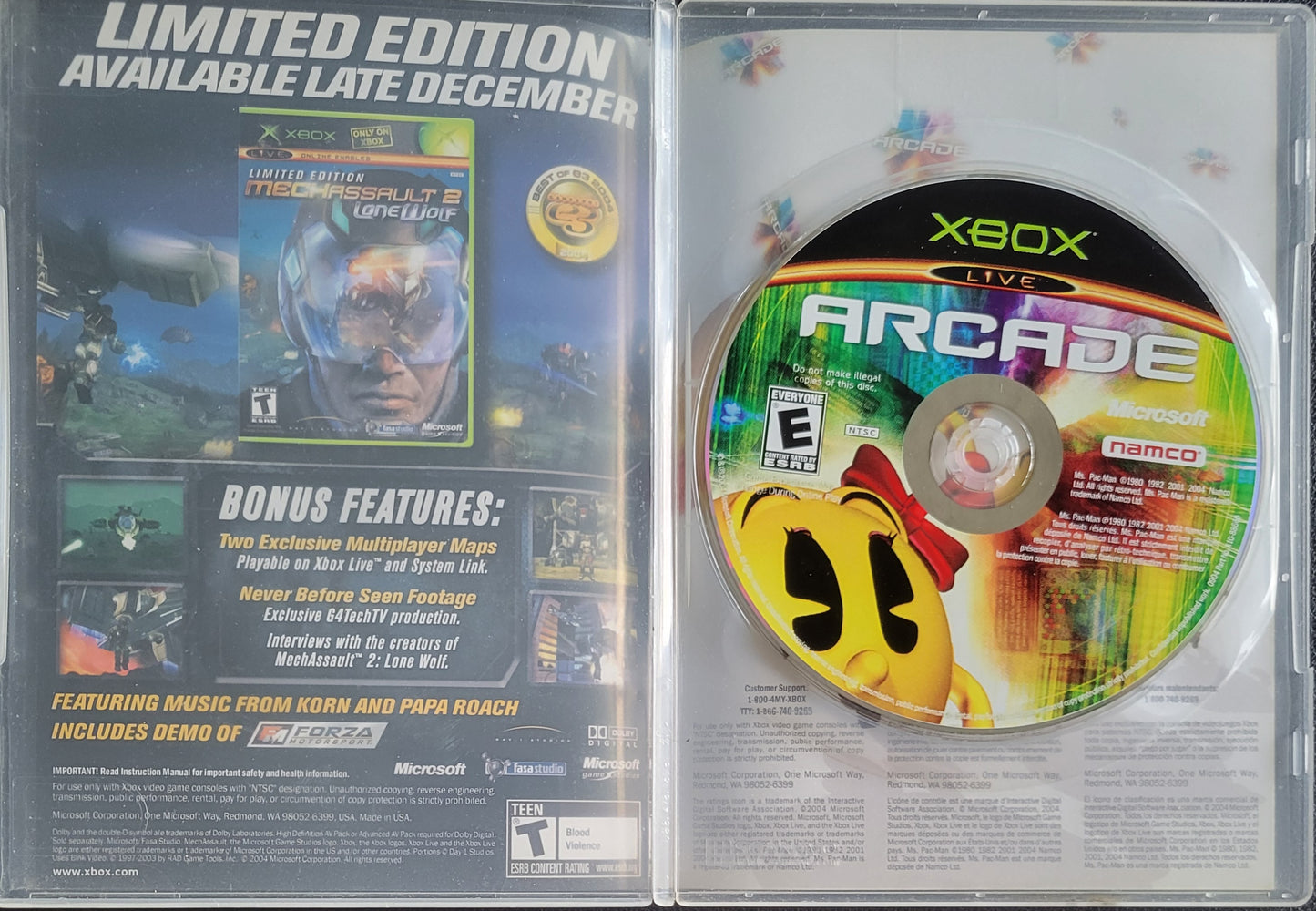 Arcade Feat. Miss Pac-Man - (CIB) OG Microsoft XBOX  Pre-Owned Great Shape Tested & Working CLEAN DISC