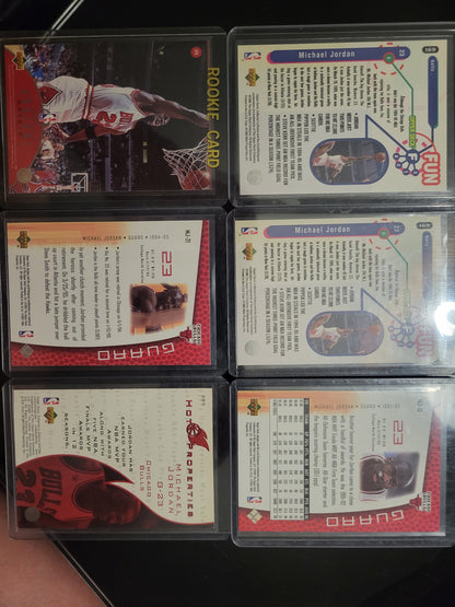 VINTAGE Lot Of 6 MICHAEL JORDAN Upper Basketball Cards Great Shape Protected Since New Smoke Free Home NBA Basketball Card