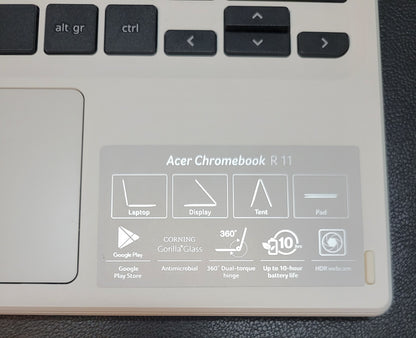 Acer Chromebook R11 FLIP - 11.6" TOUCH Platinum White Immaculate Condition CIB *LIKE NEW*