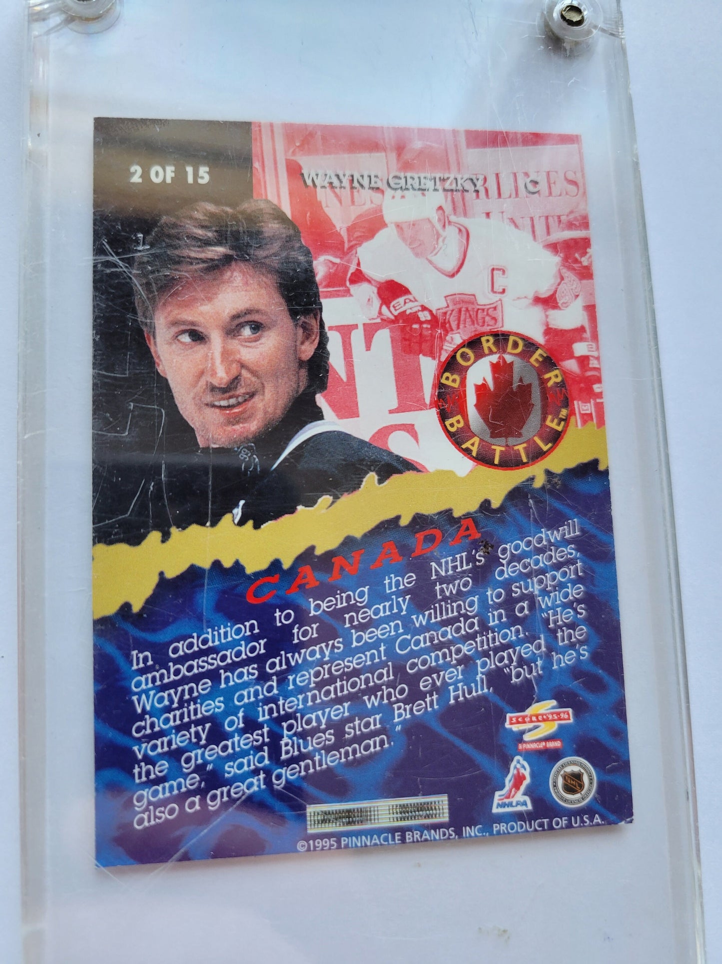 1995 Wayne Gretzky Pinnacle Border Battle NHL Hockey Card 2 Of 15 Great Condition Heavy Duty Screw Protection Included Smoke / Pet Free Home