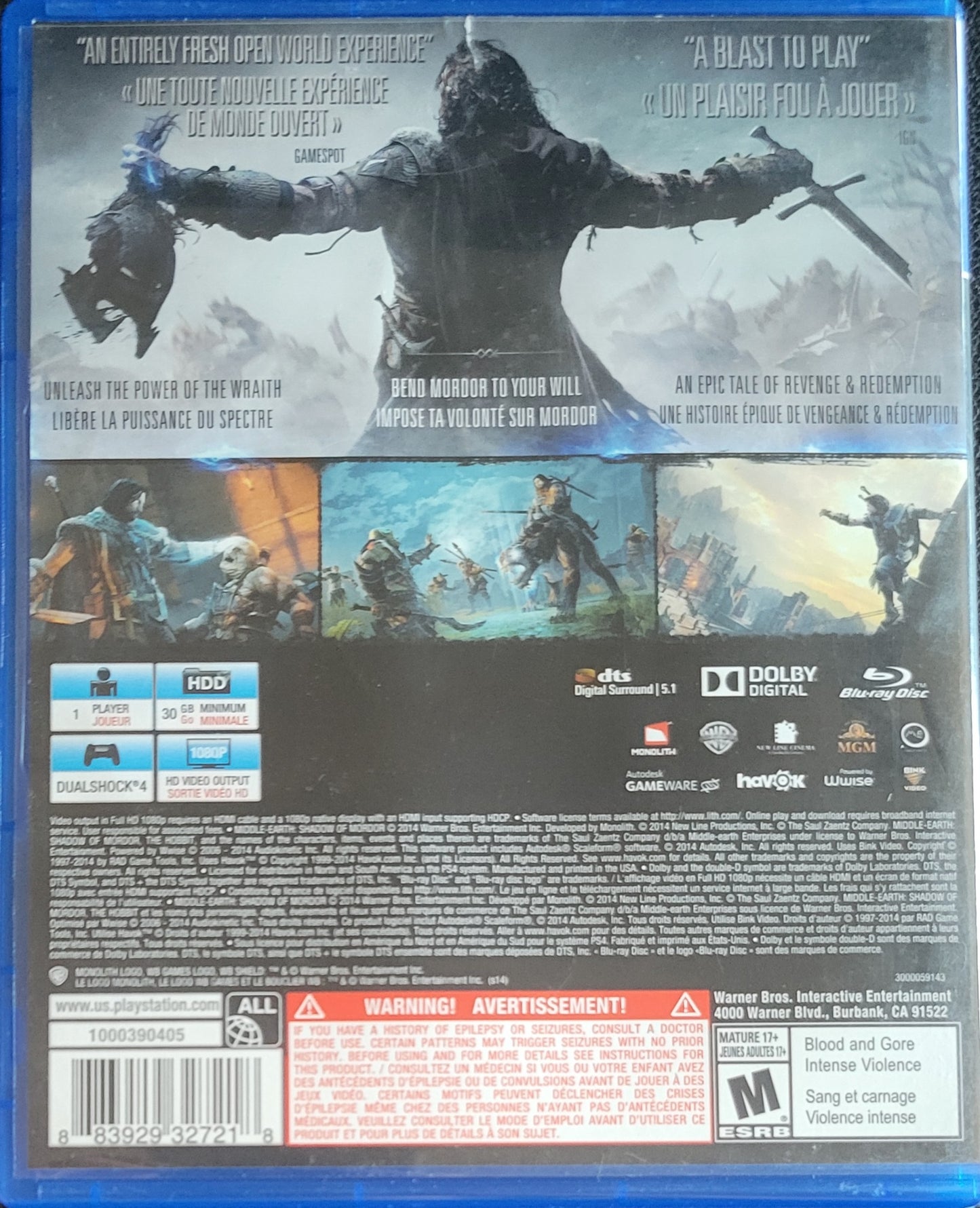 Middle-earth: Shadow of Mordor (CIB) – Sony PlayStation 4 PS4 – Re-Sealed (2014)