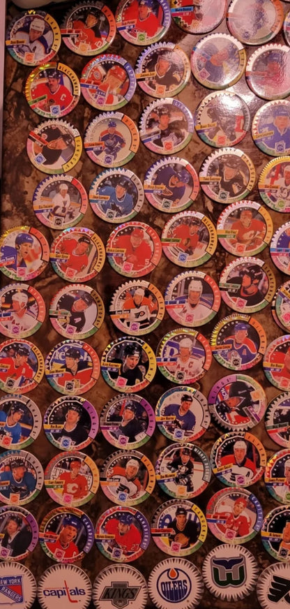 1994 1st EDITION Milk Cap NHL HOLOGRAPHIC Pogs Lot 300+ Rare Names Goalies & MORE