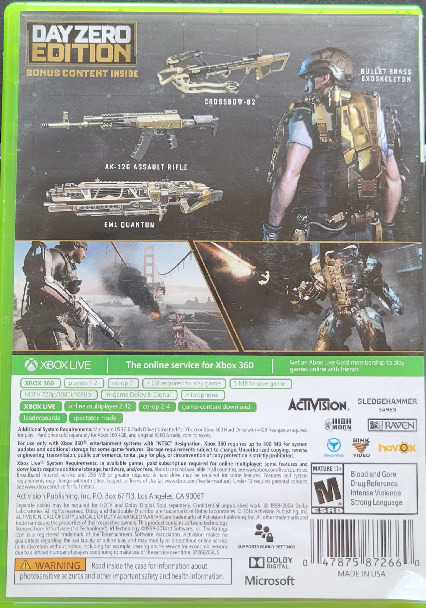 Call Of Duty: Advanced Warfare Day Zero Edition - Microsoft XBOX 360 - CIB Pre-Owned Great Shape Tested & Working