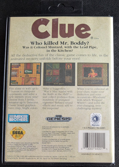 CLUE - Boxed CIB (Sega Genesis) | 1992 | Board / Puzzle