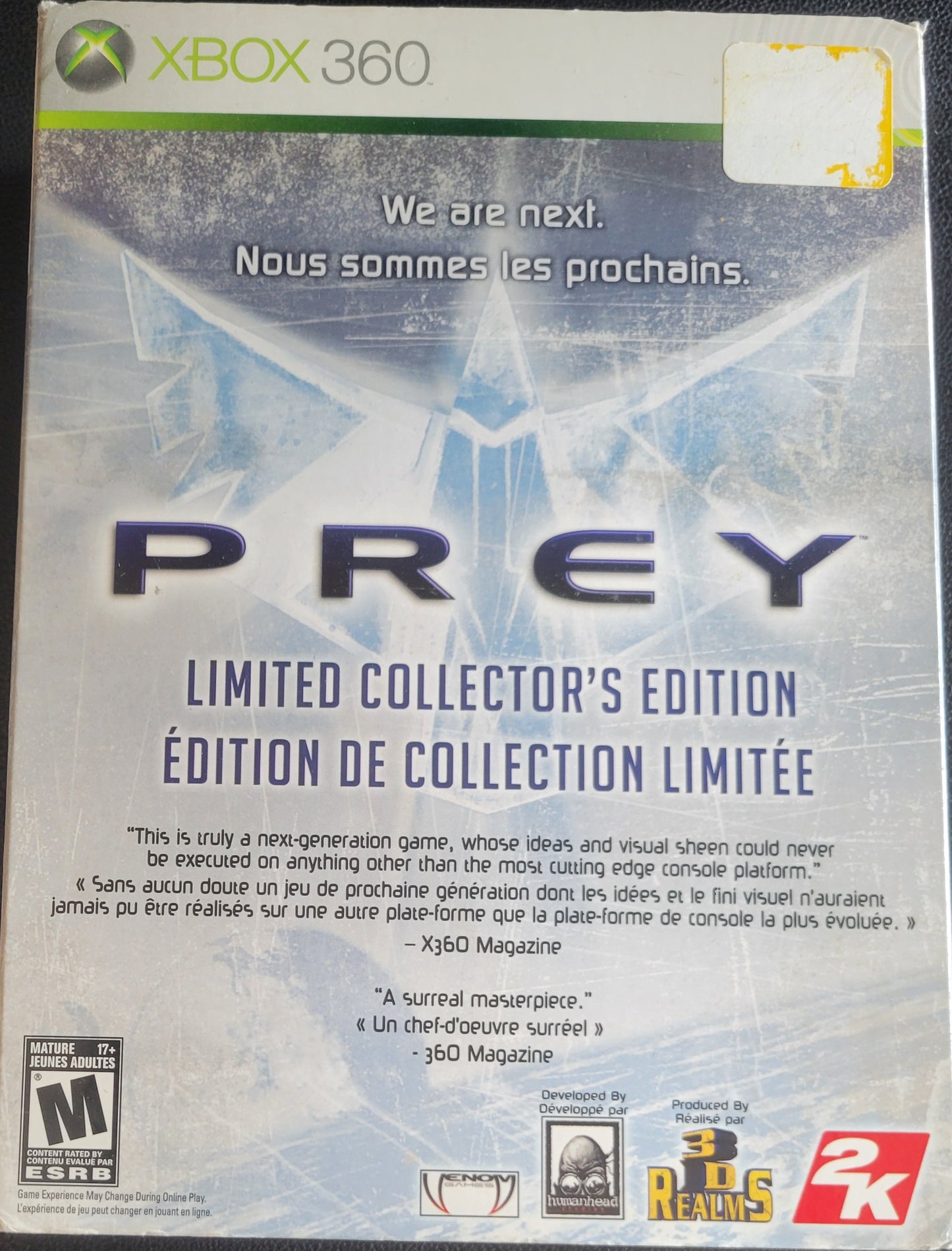PREY Limited Collectors Edition (CIB) - Microsoft XBOX 360 - Pre-Owned Like New CLEAN DISC