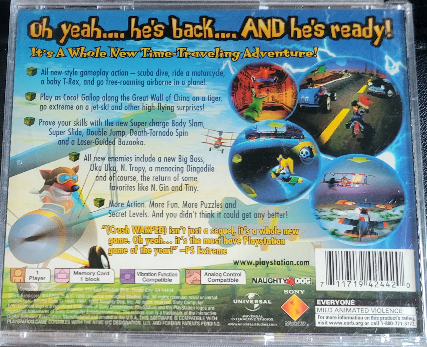 Crash Bandicoot: Warped – PlayStation 1 PS1 Holographic CIB – Great Condition Re-Sealed