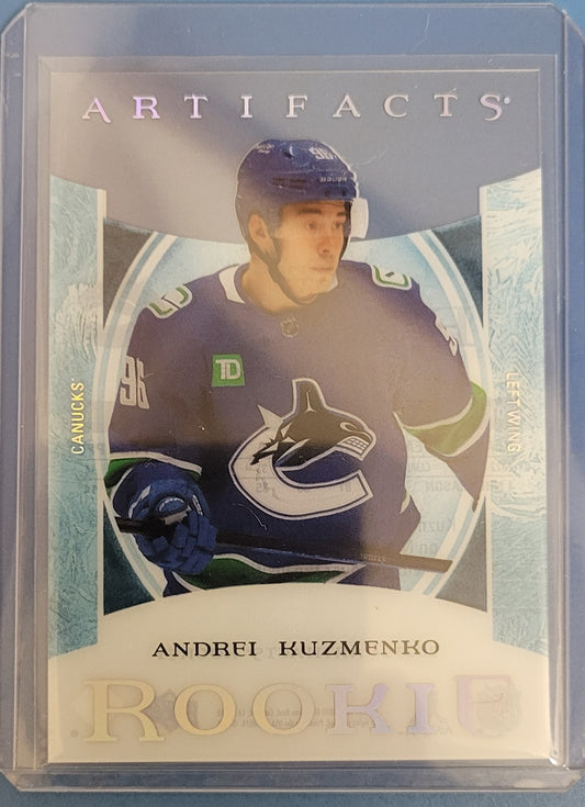 2023 - 24 Artifacts Andrei Kuzmenko ROOKIE INSERT Soft + Top Loader Included MINT