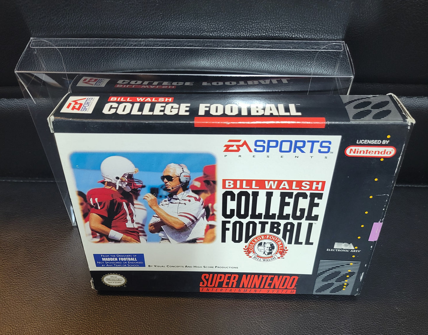 Bill Walsh: College Football + ORIGINAL RECEIPT (SNES) - Super Nintendo Ent. 1993 IMMACULATE Condition FACTORY PLASTIC - (CIB)