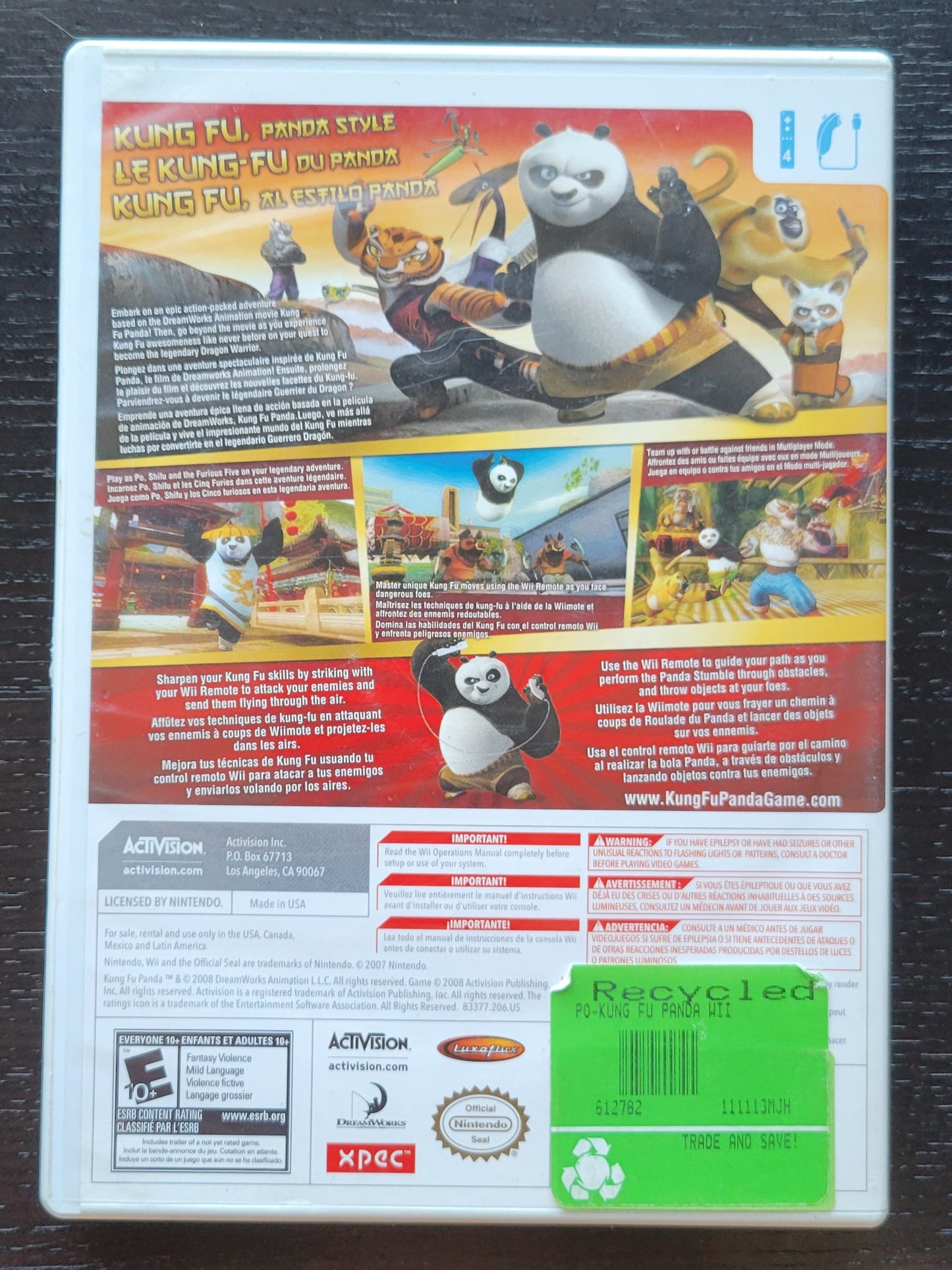 Kung Fu Panda - 2008 Nintendo Wii System CIB Tested & Working Clean Disc