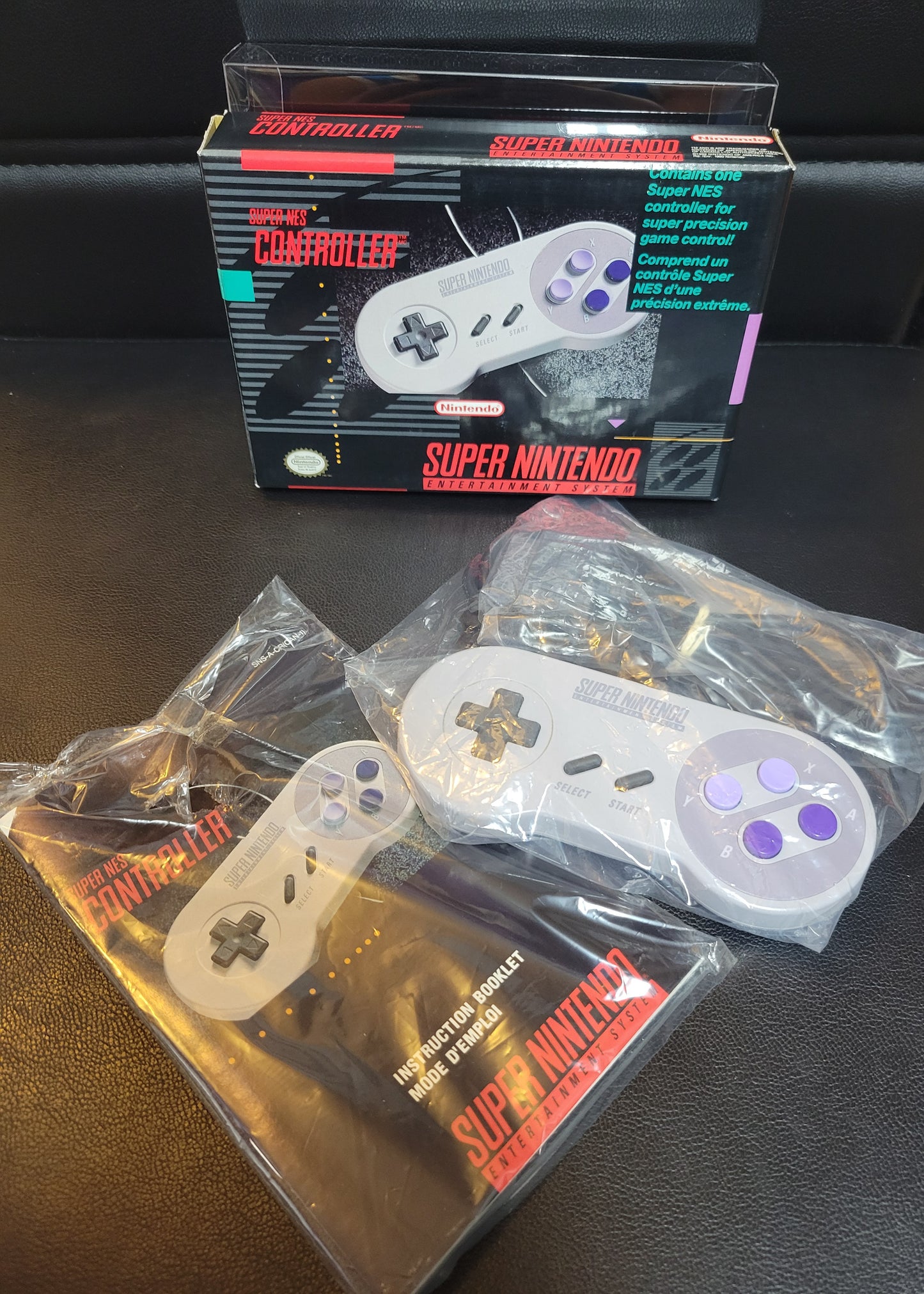 SNS-005 Controller (SNES) - Super Nintendo Ent. 1991 PRISTINE Condition FACTORY PLASTIC - (REAL CIB)