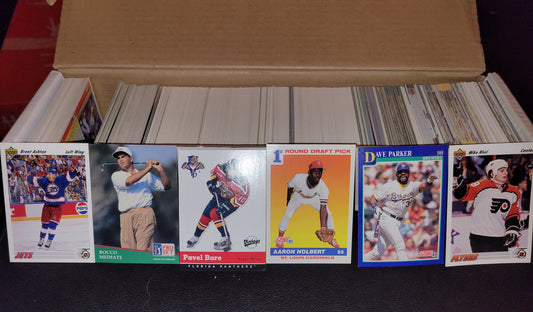 Long Box Estimated 3 - 5 Hundred Various Sports Cards 80s 90s Hockey Baseball Golf Boxed Since New NHL MLB NFL Great Investment Opportunity