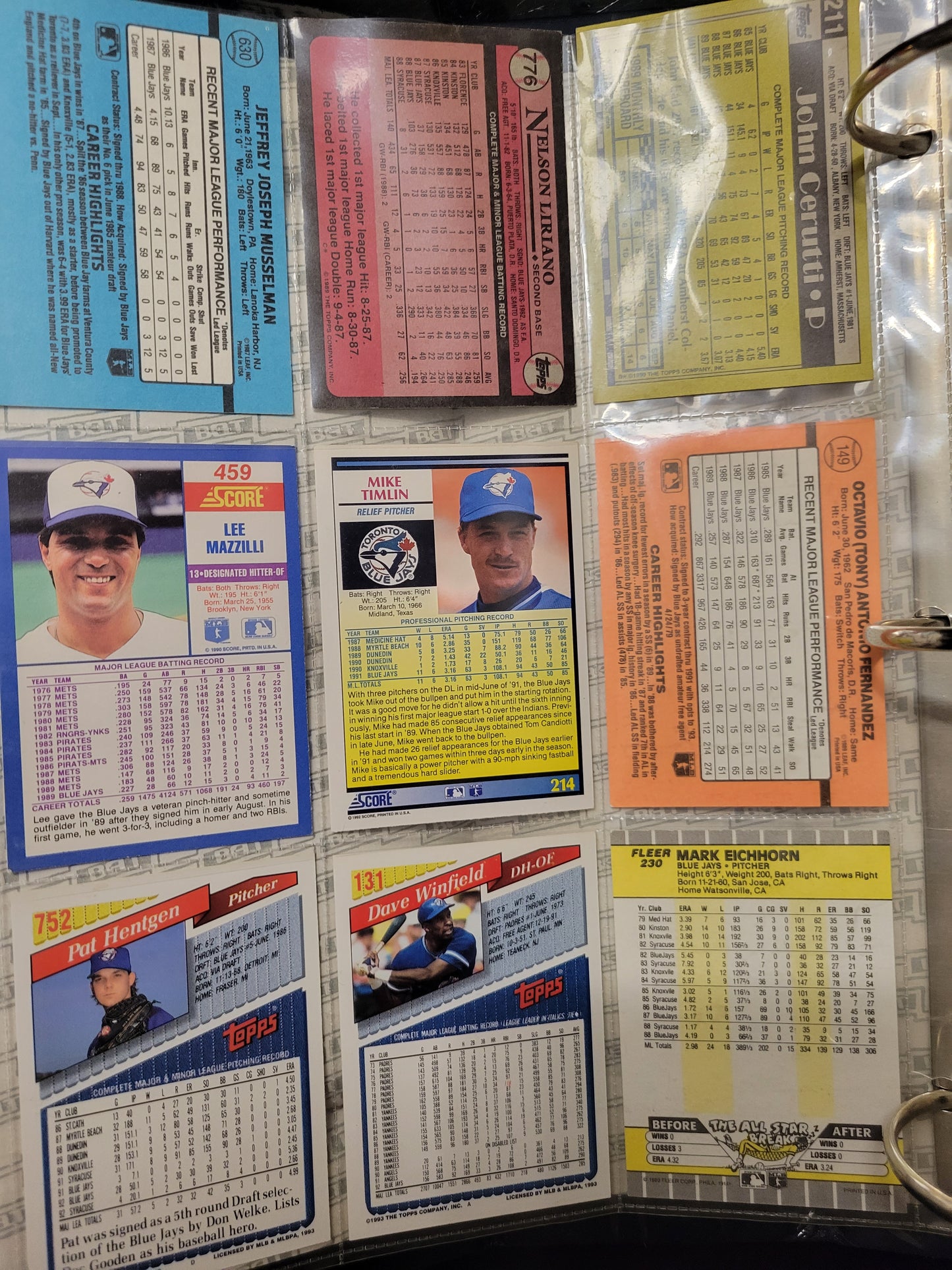 Binder Lot Of 9 Near Mint Condition 1990's BIG NAME MLB BASEBALL Cards Protected Since New