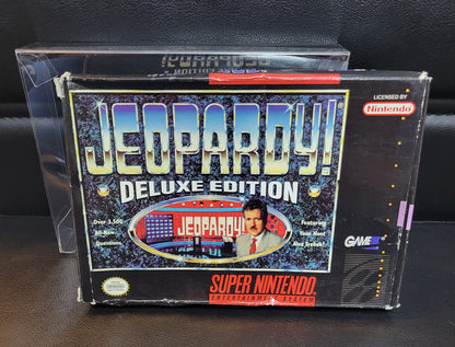 Jeopardy Deluxe Edition (SNES) - Super Nintendo Ent. Great Condition - CWB Box + Protector