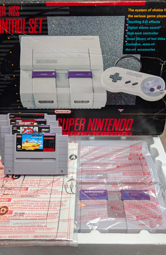 MINT Super Nintendo Entertainment System BUNDLE – Complete in Box (CIB) | Includes 4 Games | Immaculate Condition | Original Box Manuals