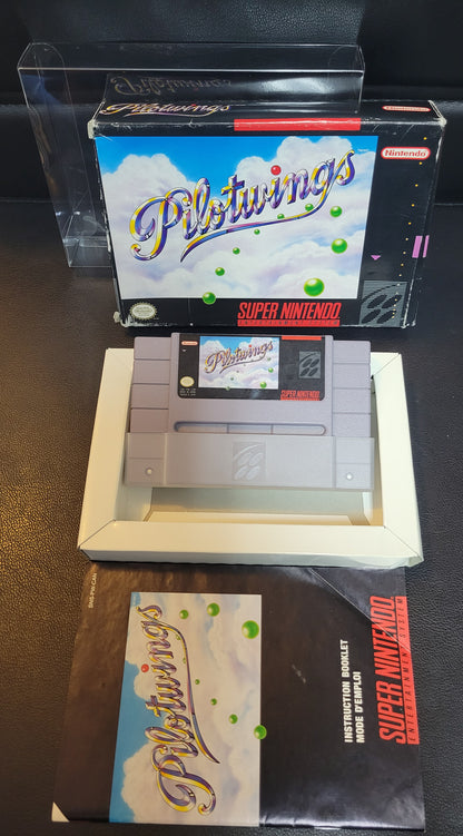 PILOT WINGS (SNES) - Super Nintendo Ent. 1990 Great Condition - CWB Box + Manual + Protector