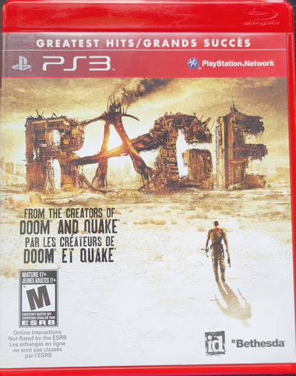 RAGE Greatest Hits - 2013 Sony PlayStation 3 PS3 Pre-Owned Great Shape Tested & Working