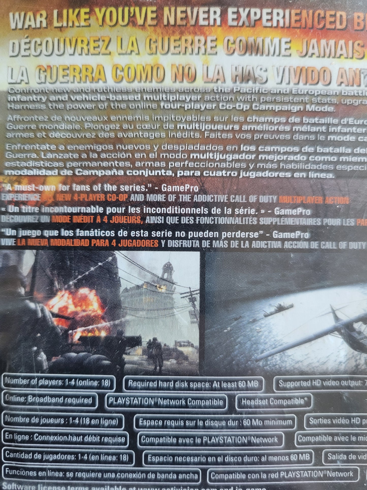 Call of Duty: World at War (CIB) – Sony PlayStation 3 PS3 – Clean Disc