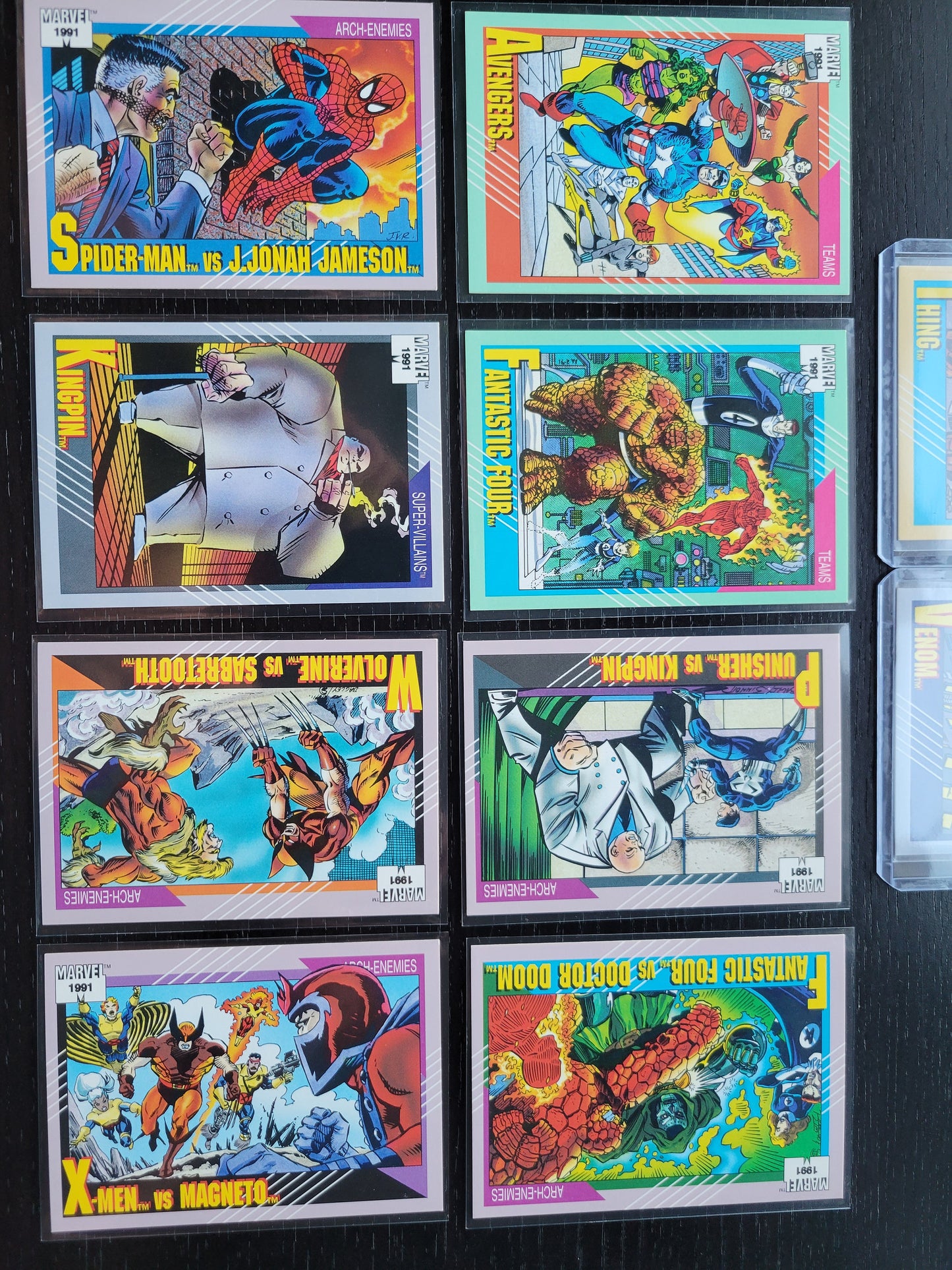 2ND EDITION Marvel Cards 1991 One & Only Extremely Rare Set Thing + VENOM Absolutely Mint Condition Worth Grading AUTHENTIC 10 Card Set