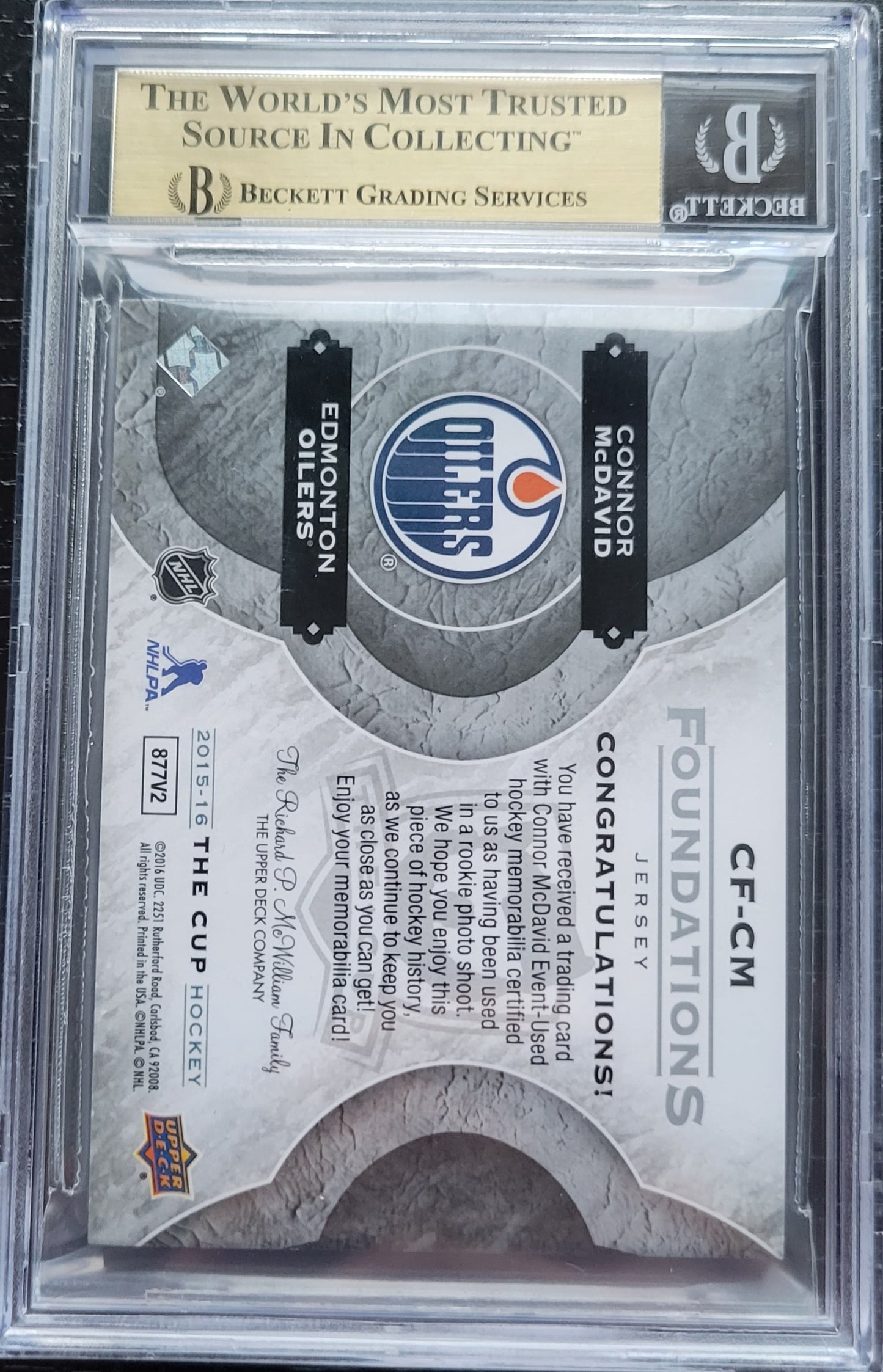 11/75!! ROOKIE QUAD PATCH 2015 2016 CONNOR MCDAVID CF-CM THE CUP FOUNDATIONS LOW POP 2 9.5 GEM MINT!