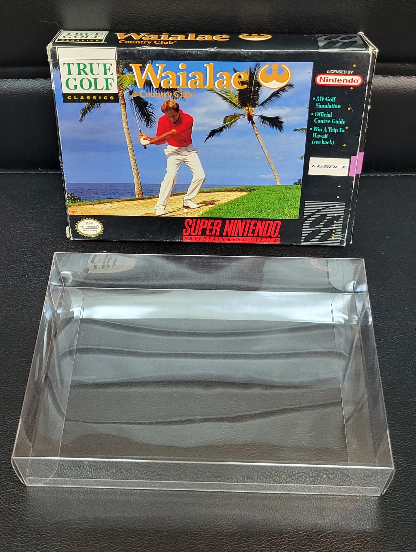 WAIALAE Golf CIB Authentic - SNES - Super Nintendo Ent. System 1992 NTSC/PAL Cartridge+ Plastic Protector