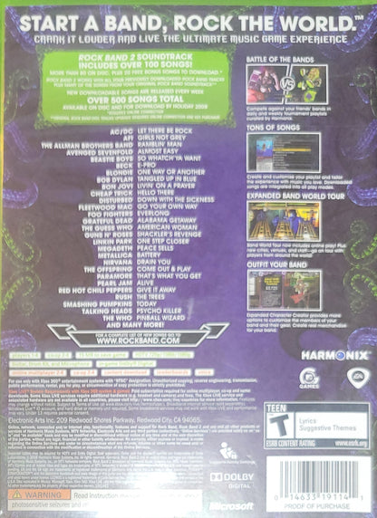 ROCK BAND - Microsoft XBOX 360 - Disc & Box Pre-Owned Great Shape Tested & Working