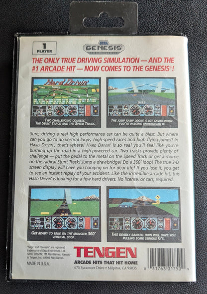 Hard Drivin' - Boxed with Hang Tab (Sega Genesis) | 1990 | Racing / Driving