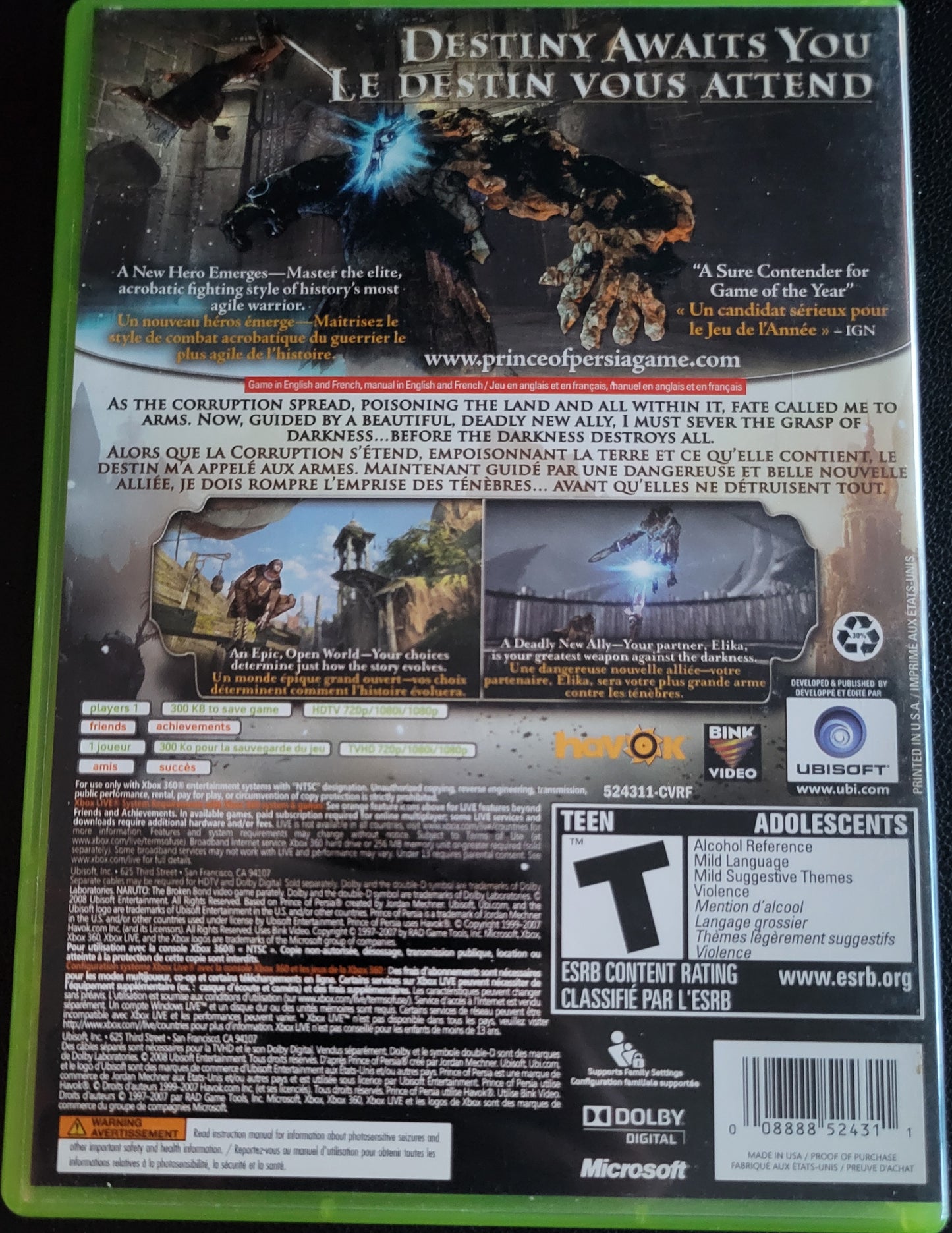 Prince Of Persia - Microsoft XBOX 360 - MINT CIB Pre-Owned Great Shape Tested & Working