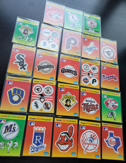 Vintage 1990's FLEER MLB BASEBALL Team Logo Stickers Lot Of 23