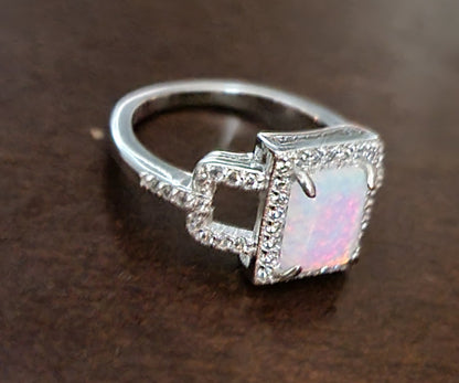 Dazzling Antique Diamond Encrusted Opal Ring Hand Crafted Sterling Silver