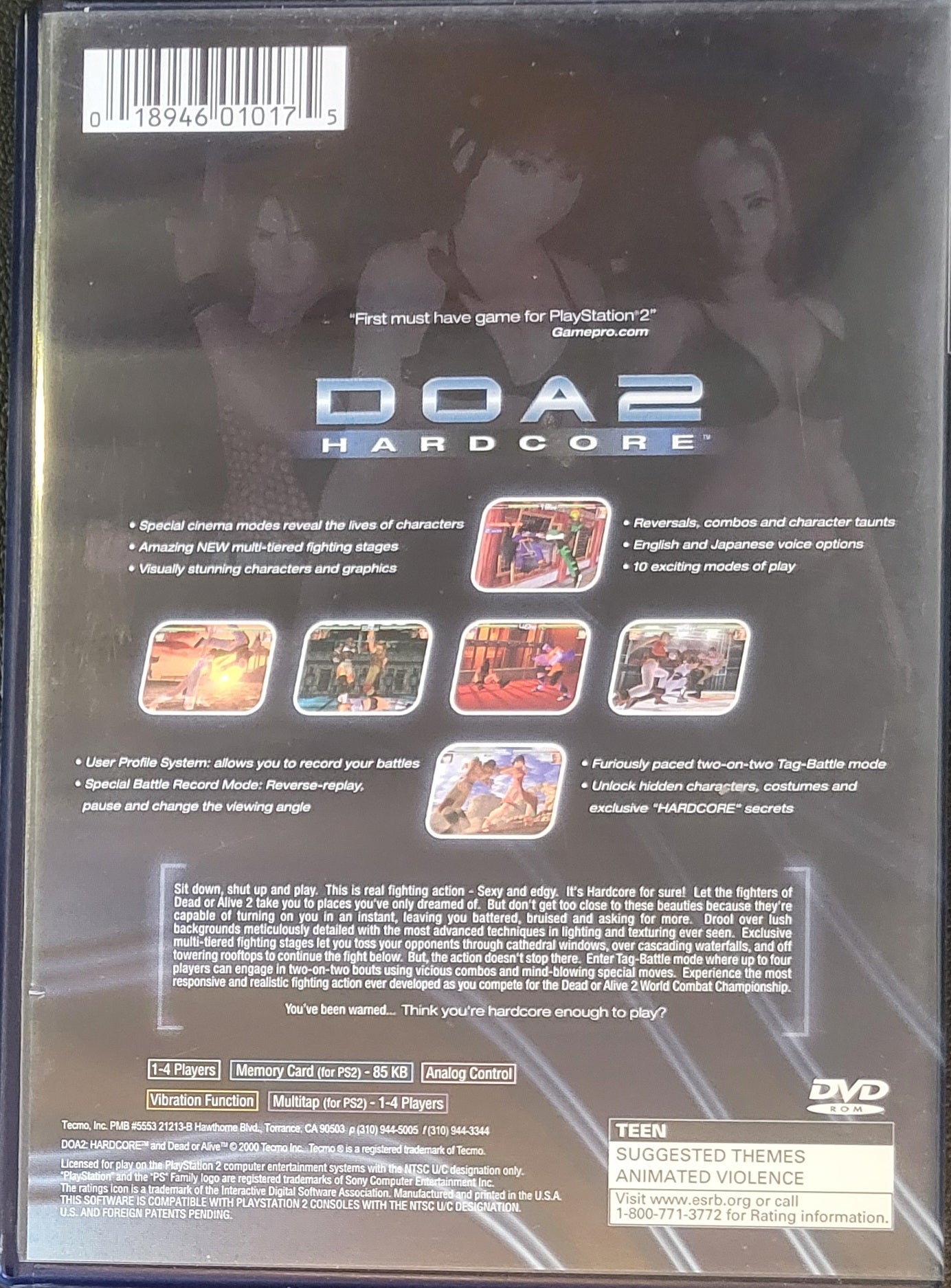 DOA 2 Hardcore - Sony PlayStation 2 PS2 Pre-Owned Tested & Working Great Shape!