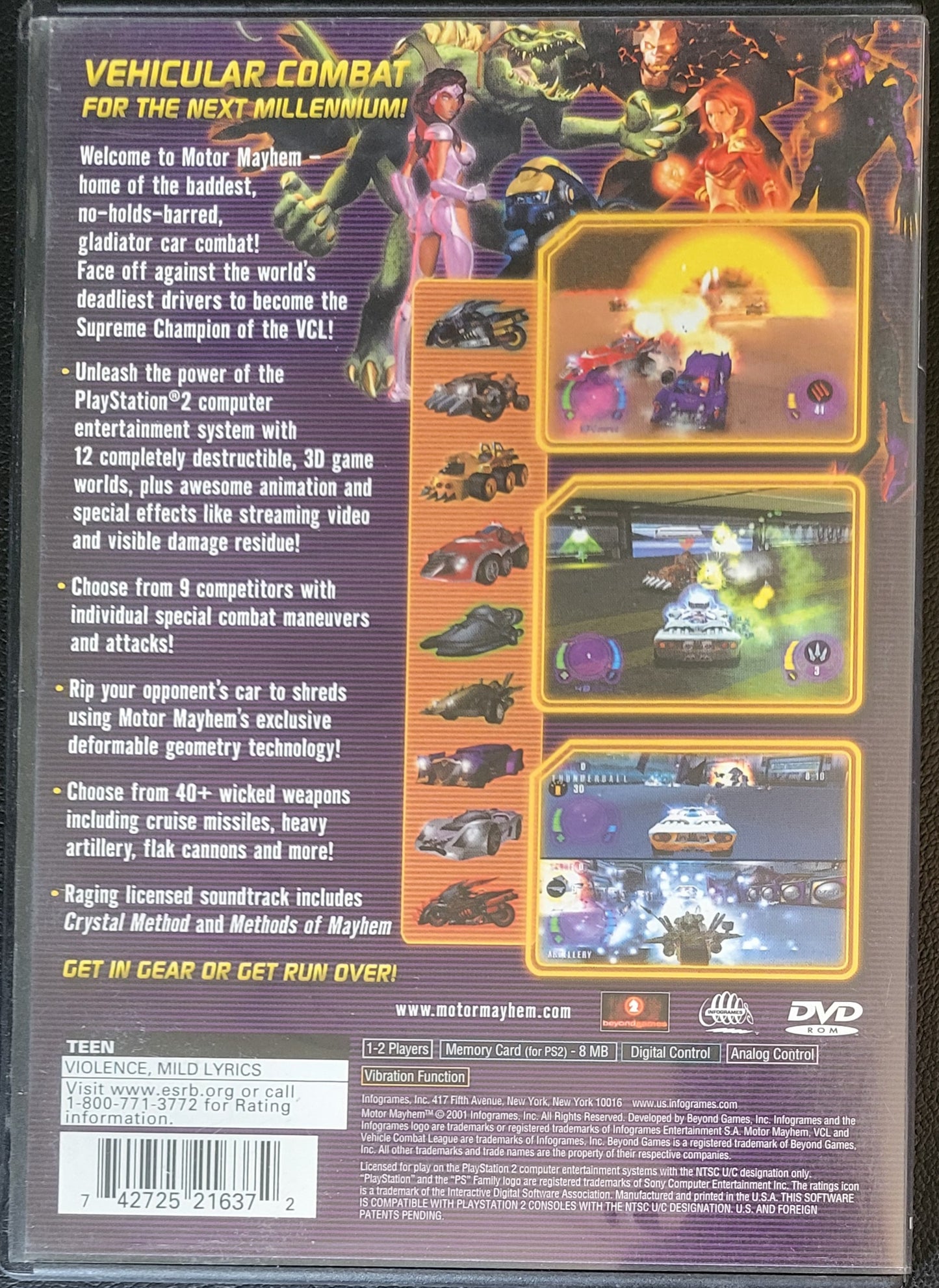 VCL Presents Motor Mayhem - Sony PlayStation 2 PS2 Pre-Owned Tested & Working Great Shape!