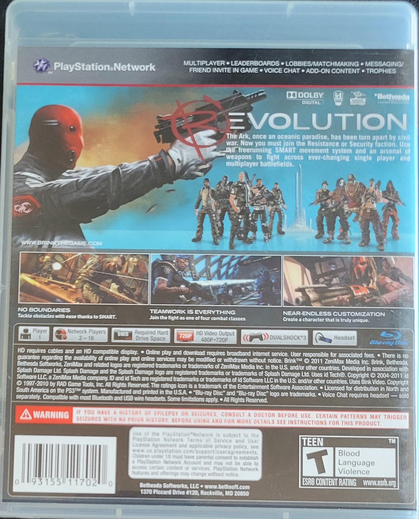 BRINK (CIB) – Sony PlayStation 3 PS3 – Re-Sealed