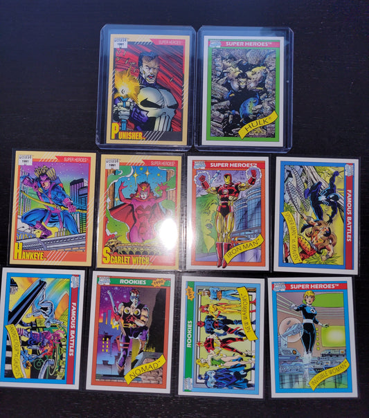 Rare 1991 Marvel Set Punisher + Hulk Special Second Appearance Marvel Super Heros Ever On Cards! 10 Authentic Pieces A++