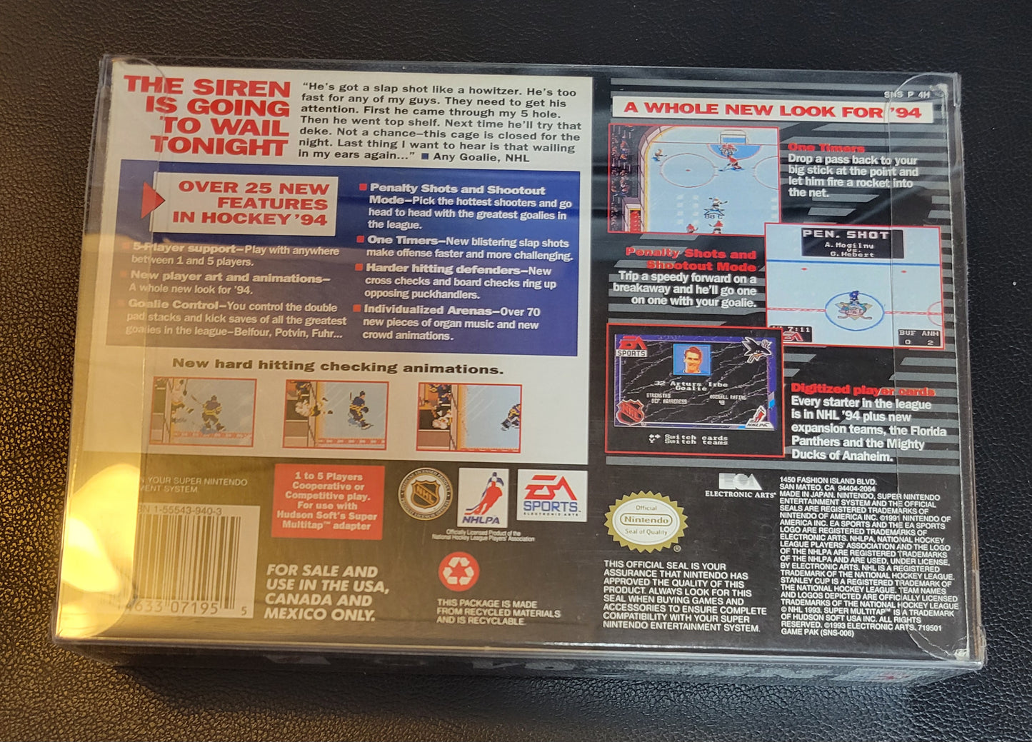 NHL 94' (SNES) - Super Nintendo Ent. 1994 IMMACULATE Condition - CWB Box + Manual + Protector