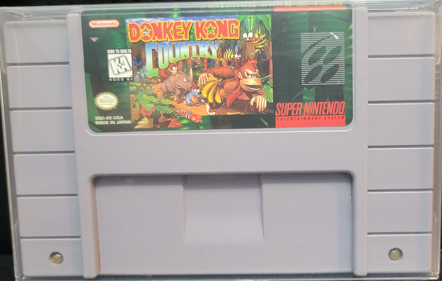 Authentic Donkey Kong Country Cartridge - SNES - Super Nintendo Ent. System NTSC Cartridge + Protector Great Shape