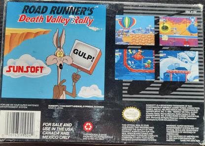 Authentic Road Runner's Death Valley Rally CWB Complete With Box - SNES - Super Nintendo Ent. System NTSC Cartridge + Plastic Protector