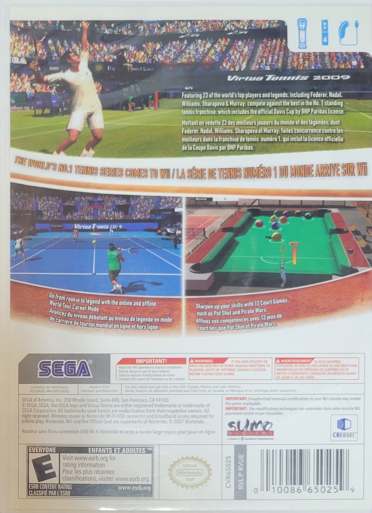 Virtua Tennis 2009 – Nintendo Wii CIB – RE-SEALED