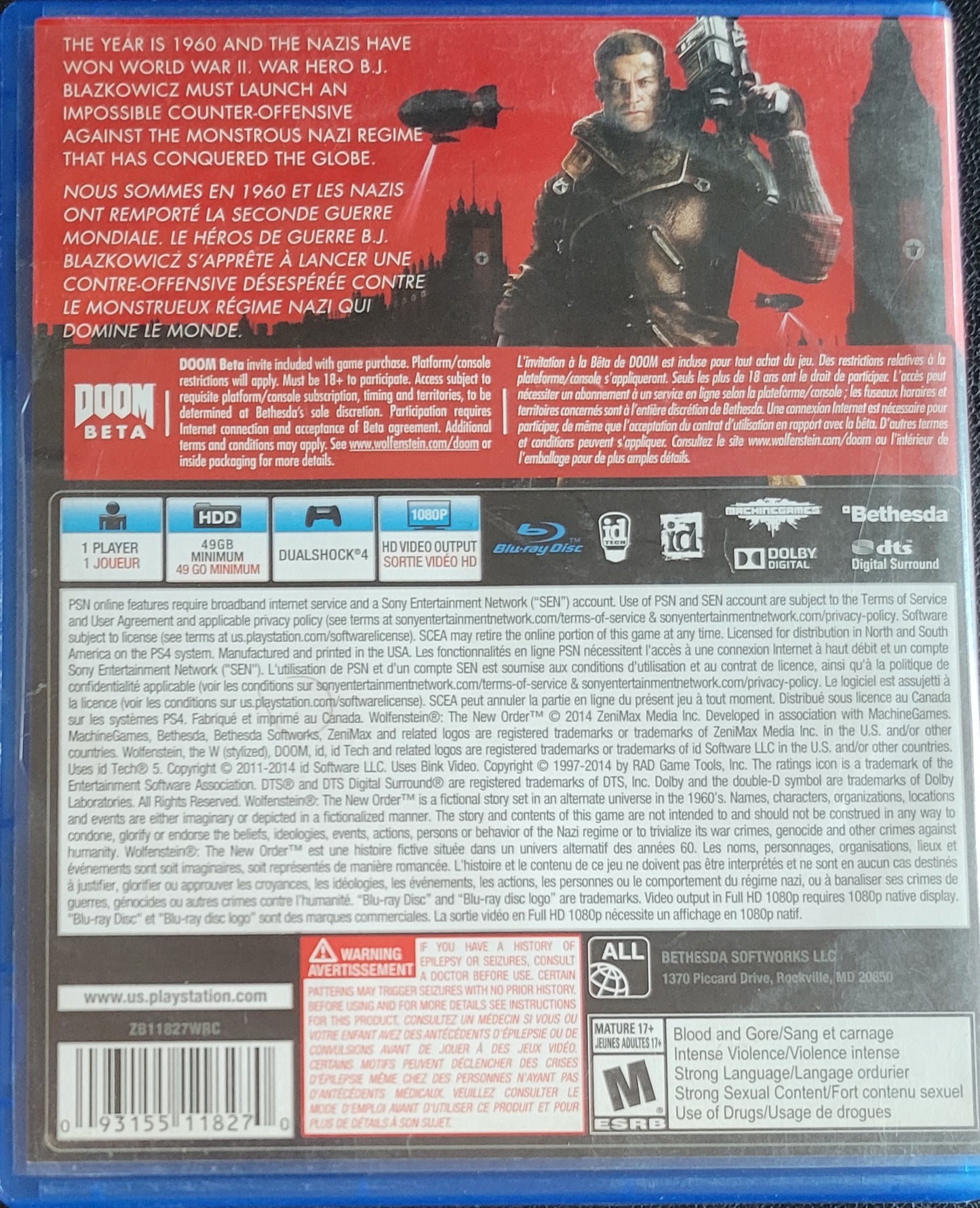 Wolfenstein: The New Order – (CIB) – Sony PlayStation 4 PS4 – Re-Sealed (2014)